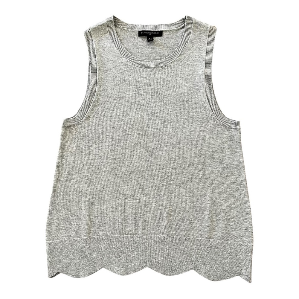 Banana Republic Scallop Hem Sweater Tank Heathered Gray Sleeveless Top Womens XS
